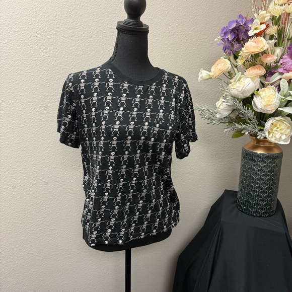 Eighty Eight Tops - Eighty Eight Brand Black Skeleton Graphic Tee Cotton Short Sleeve Size 14